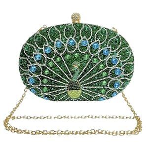 Peacock Rhinestone Clutch - Luxury Sparkly Evening Handbag